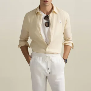 חולצה מכופתרת פולו ראלף לורן Linen גברים 710968915
