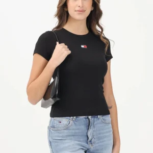 חולצת טישרט קצרה טומי הילפיגר Slim Badge Rib נשים