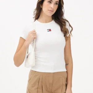חולצת טישירט קצרה טומי הילפיגר Slim Badge Rib נשים