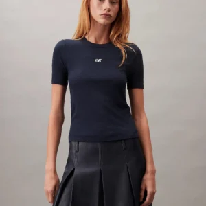 חולצת טישירט קצרה קלווין קליין Logo Modal Stretch Ribbed נשים