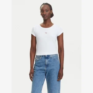 חולצת טישירט קצרה קלווין קליין Cotton Stretch Rib Baby נשים