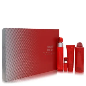 Perry Ellis 360 Red Gift Set - 3.4 oz Eau De Toilette Spray + .25 oz Mini EDT Spray + 6 oz Body Spray + 3 oz Shower Gel