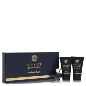 Versace Pour Femme Dylan Blue Gift Set - 0.17 oz Mini EDP + 0.8 oz Body Lotion + 0.8 oz Shower Gel