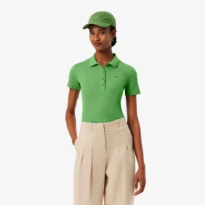 חולצת טישירט קצרה לקוסט Slim Fit L.12.D Ribbed Cotton נשים