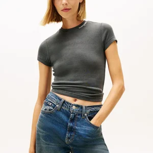חולצת טישירט קצרה טומי הילפיגר Slim Gmd Script Rib נשים