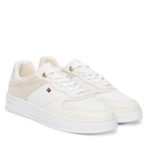 נעלי טומי הילפיגר Leather Mixed Texture Cupsole Trainers נשים