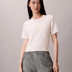 חולצה קצרה קלווין קליין Monologo Cropped Jumper נשים