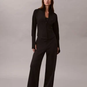 מכנס אלגנטי קלווין קליין Ponte Logo Waistband Trousers נשים