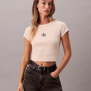 חולצת טישירט קצרה קלווין קליין Monologo Baby Tee נשים