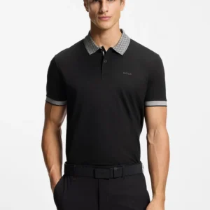 חולצת פולו הוגו בוס Stretch Cotton With Moisture Management גברים