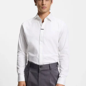 חולצה מכופתרת הוגו Modern-Fit Shirt In Stretch Cotton גברים