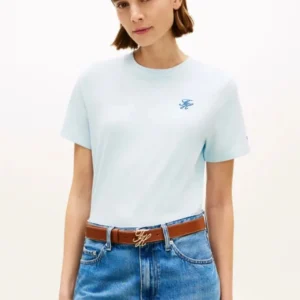 חולצת טישירט קצרה טומי הילפיגר Logo Embroidery Jersey Crew נשים