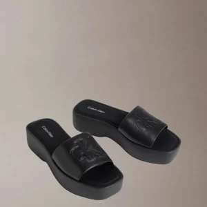כפכפי קלווין קליין Amelia - Leather Platform Sliders נשים