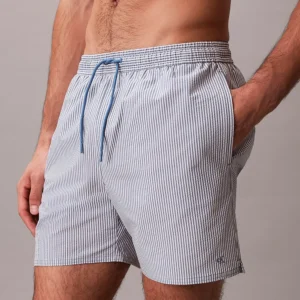 מכנס בגד ים קלווין קליין Medium Drawstring Swim Shorts - Seersucker גברים