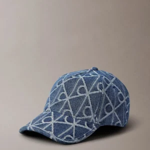 כובע קלווין קליין Allover Emblem Logo Denim Baseball Cap נשים LV04F5069G