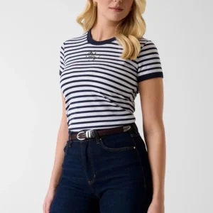חולצת טישירט קצרה Guess Striped נשים