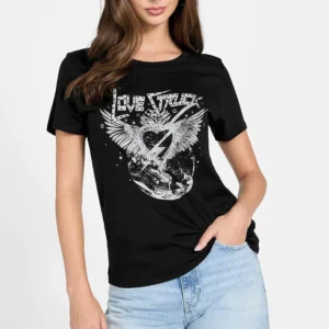 חולצת טישירט קצרה Guess Printed נשים
