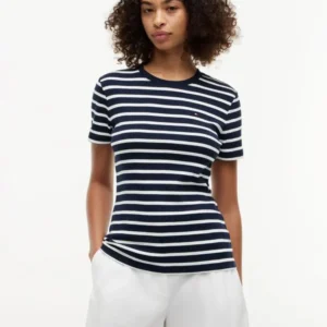 חולצת טישירט קצרה טומי הילפיגר Slim Fit Crew Neck נשים