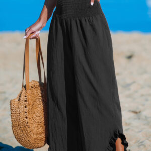 מכנס ארוך Cupshe Smocked Waist Straight Leg Ruffle נשים