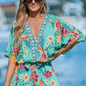 שמלה Cupshe Tropical Dolman Sleeve Casual Mini נשים