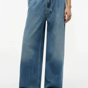 ג'ינס טומי הילפיגר Drawstring Loose Wide Leg Jeans With Linen נשים