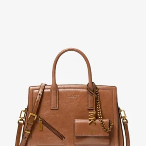 תיק מייקל קורס Laila Medium Crackled Leather Satchel With Card Case נשים
