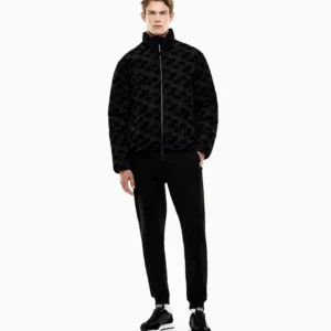 מעיל EA7 Oversized Hooded Bomber Jacket With Velvet Monogram גברים