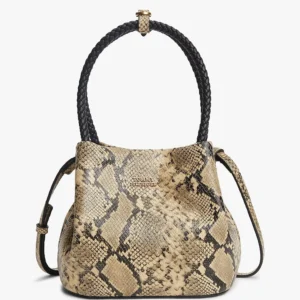 תיק טומי הילפיגר Convertible Snake Print Leather Bucket נשים
