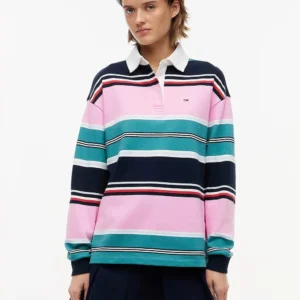 סווטשירט טומי הילפיגר Mixed Stripe Relaxed Rugby נשים