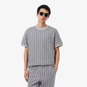 חולצת טישירט קצרה לקוסט Monogram Jacquard גברים