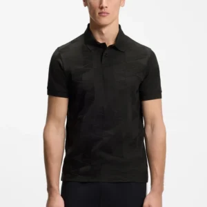 חולצת פולו הוגו בוס Cotton Knit Polo With 3D Jacquard Design גברים