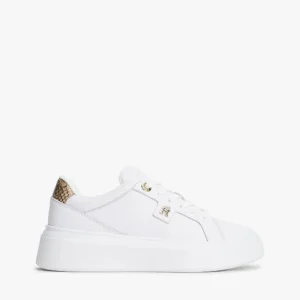 נעלי טומי הילפיגר Snake Print Heel Leather Platform Trainers נשים