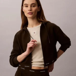 קפוצ'ון קלווין קליין Cropped Logo Elastic Zip נשים