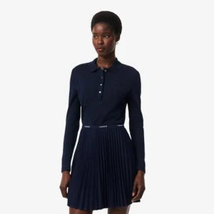 חולצת טישירט ארוכה לקוסט Slim Fit L.12.D Stretch Mini Piqué נשים