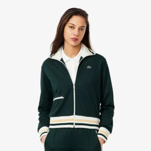 סווטשירט לקוסט Zip-Up Stripe Accent Sweatshirt נשים